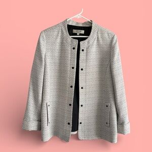 Kasper Black and White Open Front Blazer 16 EUC